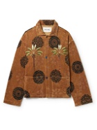 Story Mfg. - Short on Time Embellished Organic Cotton-Velvet Jacket - Brown