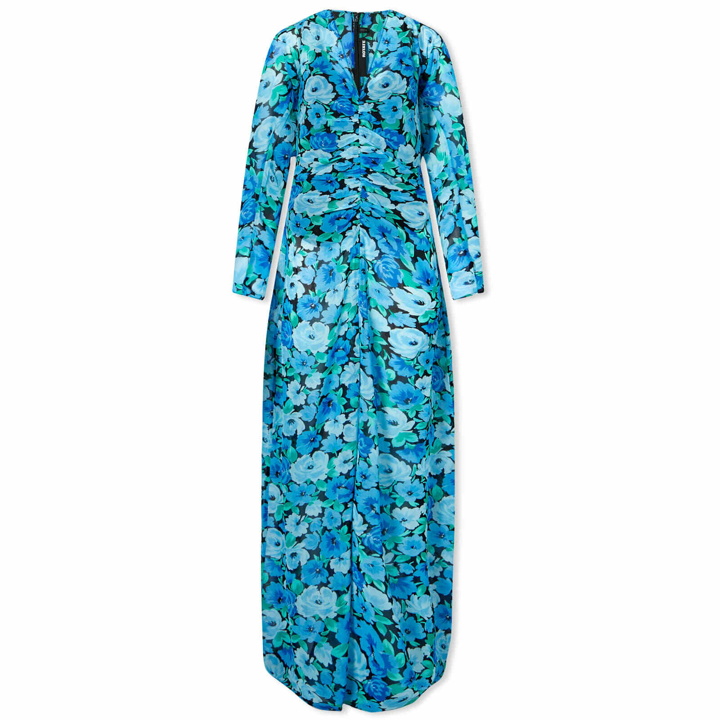 Photo: Rotate Women's Chiffon Maxi Deep V-Neck Dress in Ibiza Blue Comb.