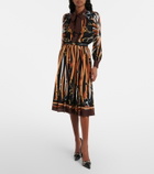 Gucci Printed tie-neck silk shirt dress