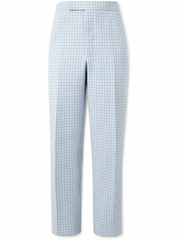 Photo: Thom Browne - Straight-Leg Checked Cotton-Blend Crepe Trousers - Blue
