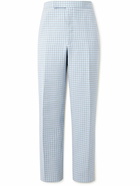 Thom Browne - Straight-Leg Checked Cotton-Blend Crepe Trousers - Blue