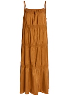 Eileen Fisher Tiered Silk Midi Dress Bronze