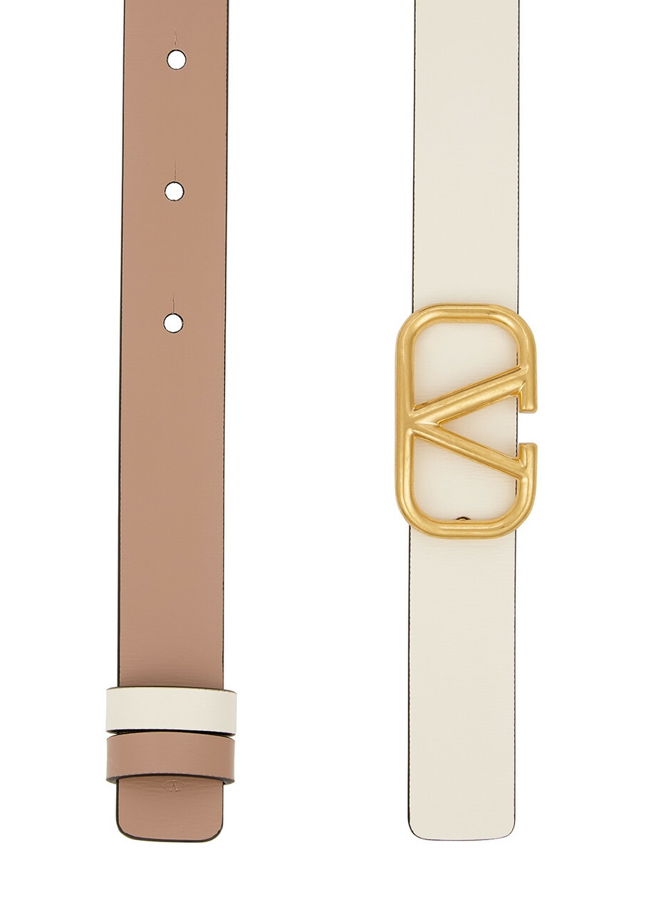 ベルト VALENTINO IVORY LEATHER VLOGO BELT Valentino Garavani Reversible VLogo Signature Belt in Glossy