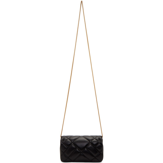 Versace Black Quilted Leather Icon Shoulder Bag with a Gold-Tone Chain