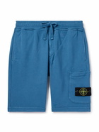 Stone Island - Straight-Leg Logo-Appliquéd Cotton-Jersey Drawstring Shorts - Blue