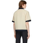 Deveaux New York Beige and Navy Panelled Resort Shirt