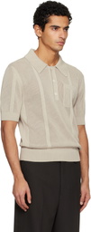 Lanvin Taupe Striped Polo