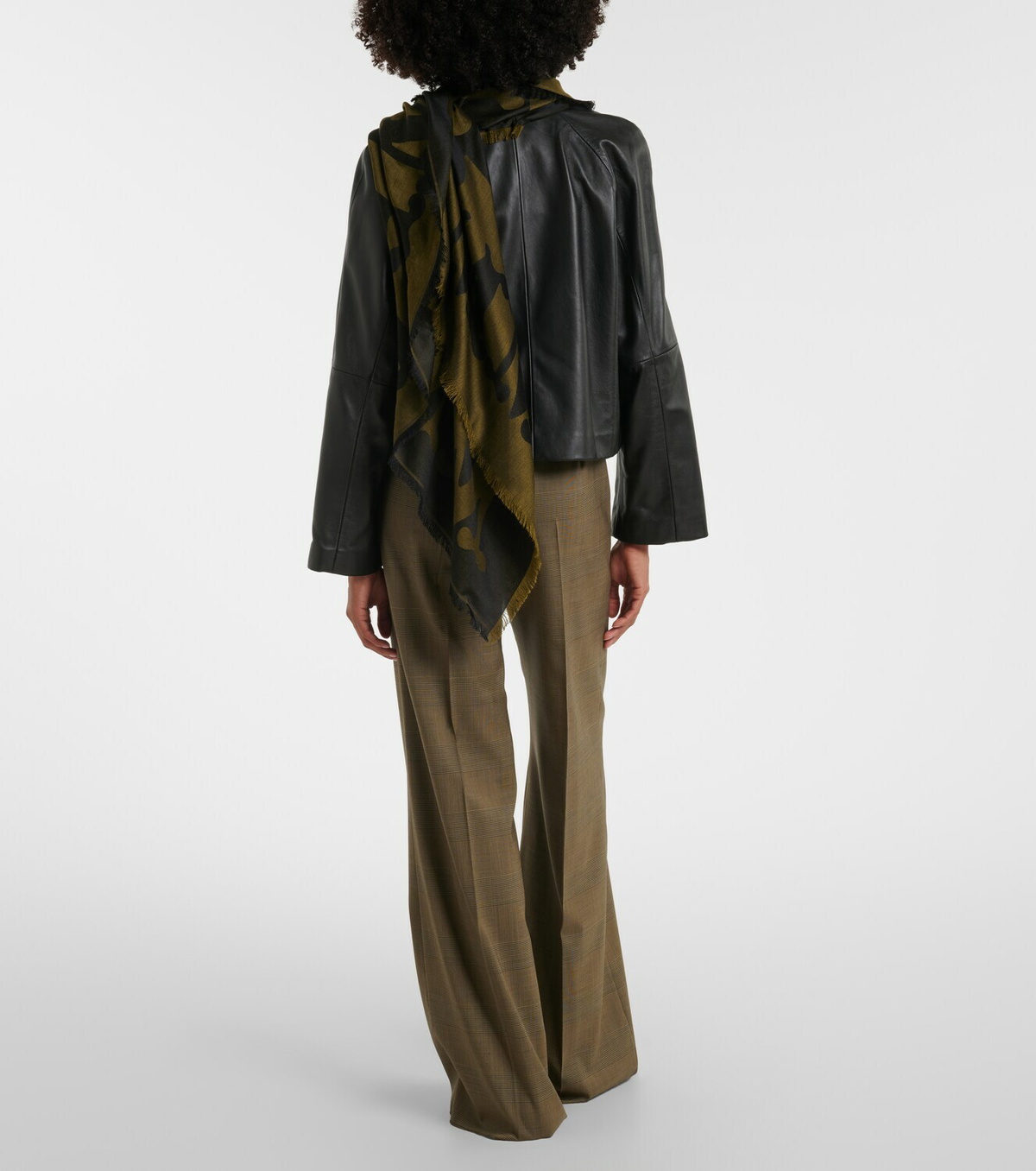 Max Mara Checked virgin wool wide-leg pants