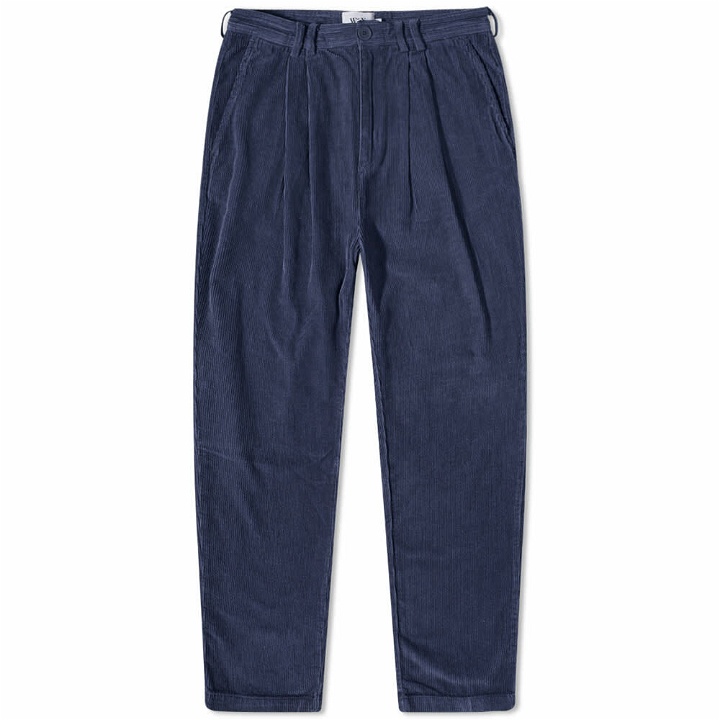 Photo: Wax London Men's Classic Pleated Cord Pant in Navy