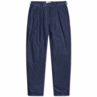 Wax London Men's Classic Pleated Cord Pant in Navy