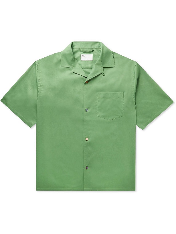 Photo: 4SDesigns - Convertible-Collar Satin Shirt - Green