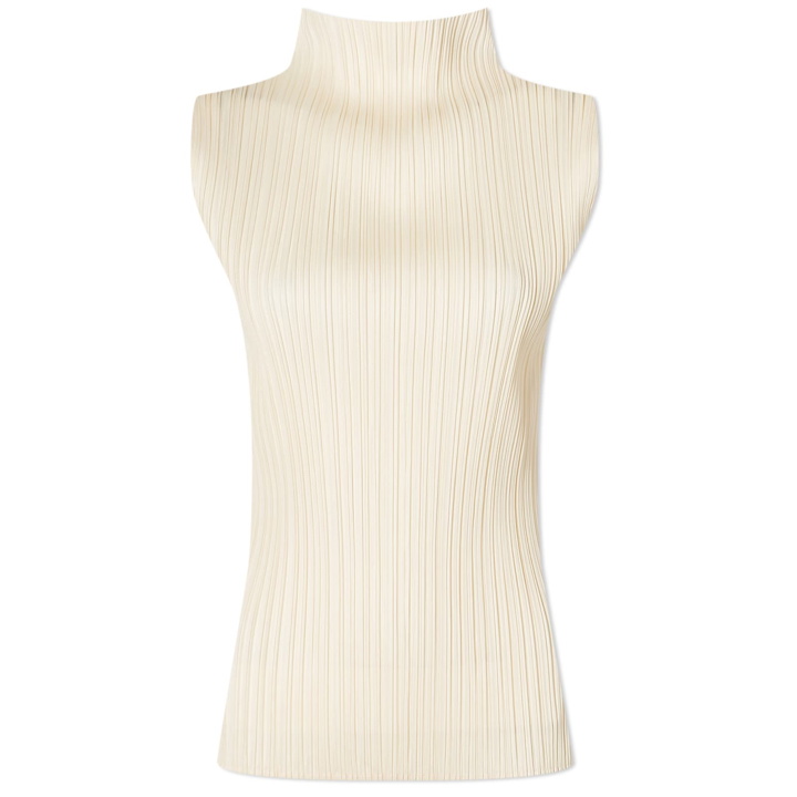 Photo: Pleats Please Issey Miyake Women's Colourful Basics Roll Neck Vest in Neutrals