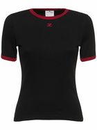 COURREGES Signature Contrast Cotton T-shirt