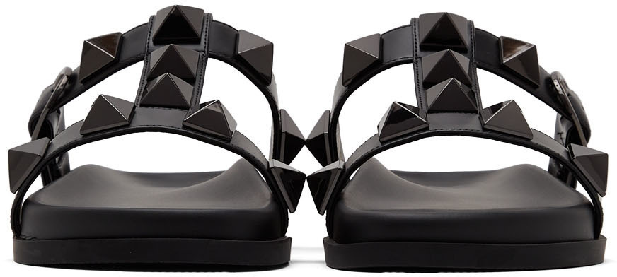 Valentino Garavani Black Roman Stud Flat Slide Sandals  display picture 1