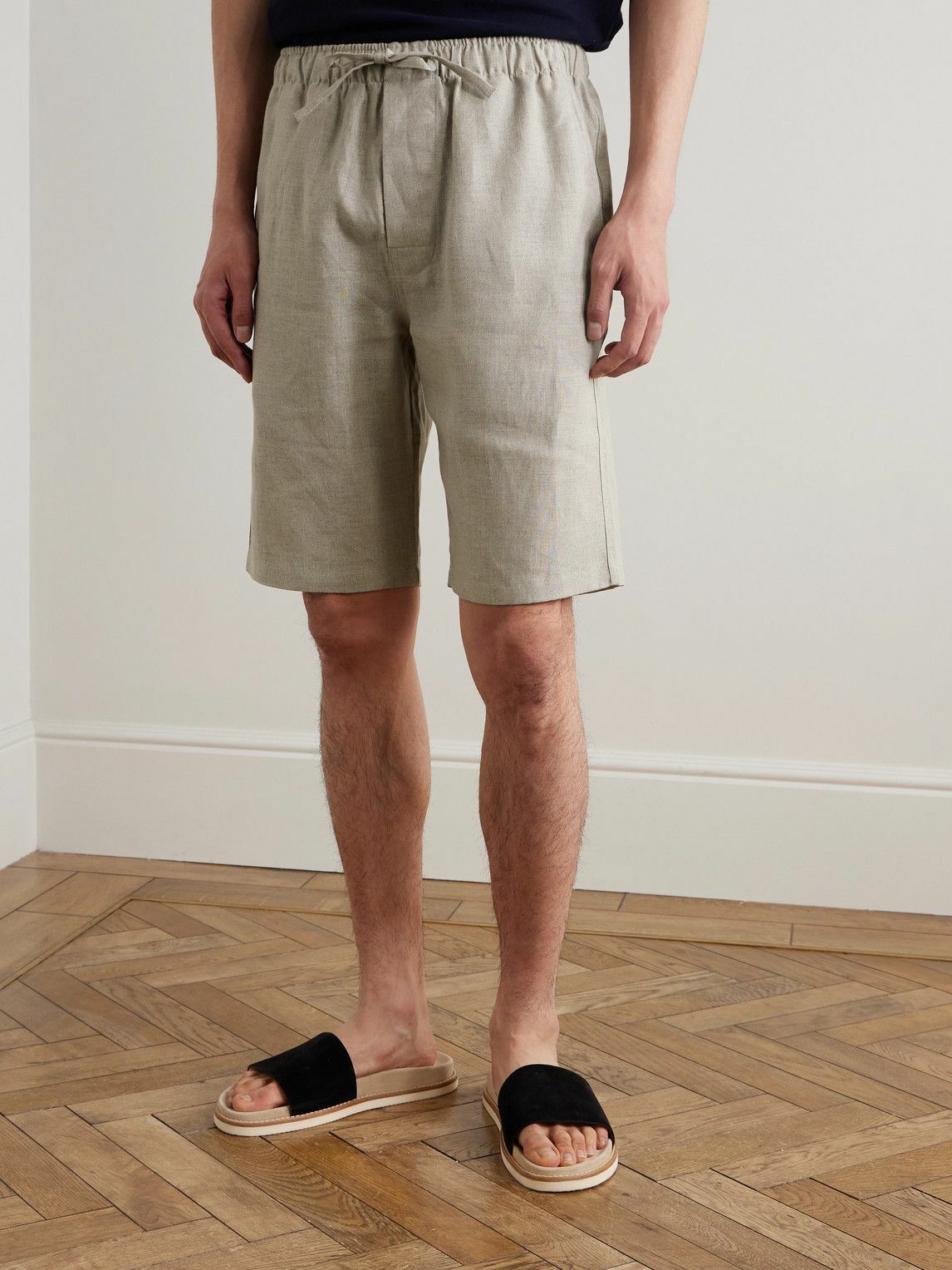 De Petrillo - Slim-Fit Straight-Leg Linen Drawstring Shorts - Neutrals
