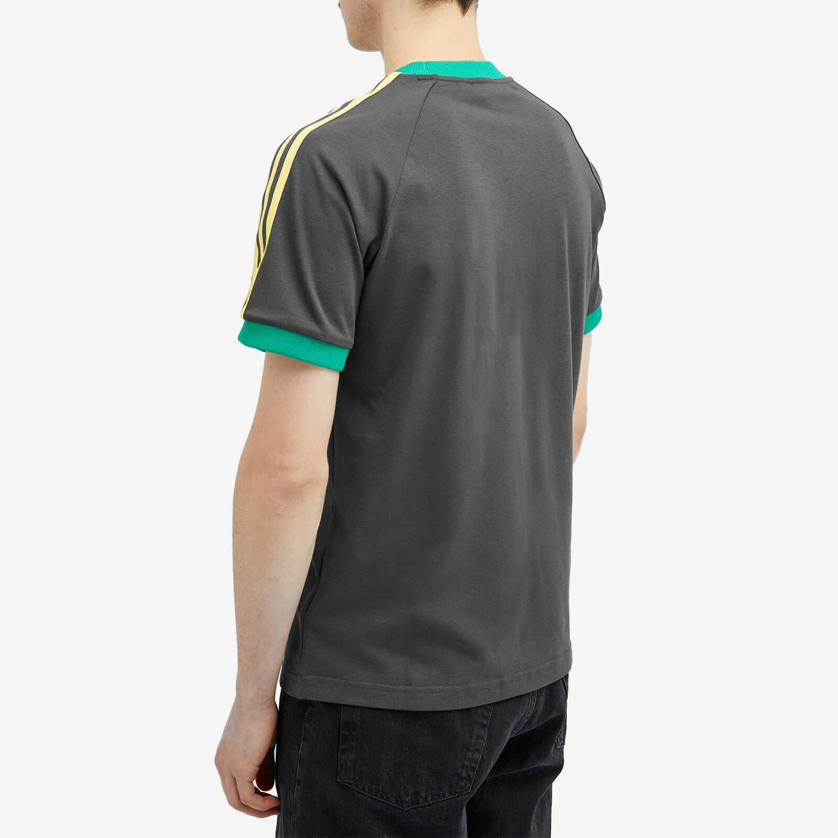 Adidas Men's Jamaica JFF 3 Stripe T-Shirt in Utility Black adidas