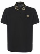 VERSACE Greca Lurex Cotton Piquet Polo