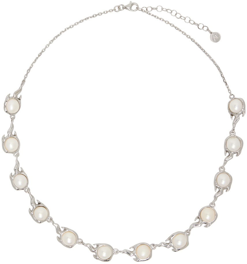 Photo: Alan Crocetti SSENSE Exclusive Silver Pearl Spark Necklace