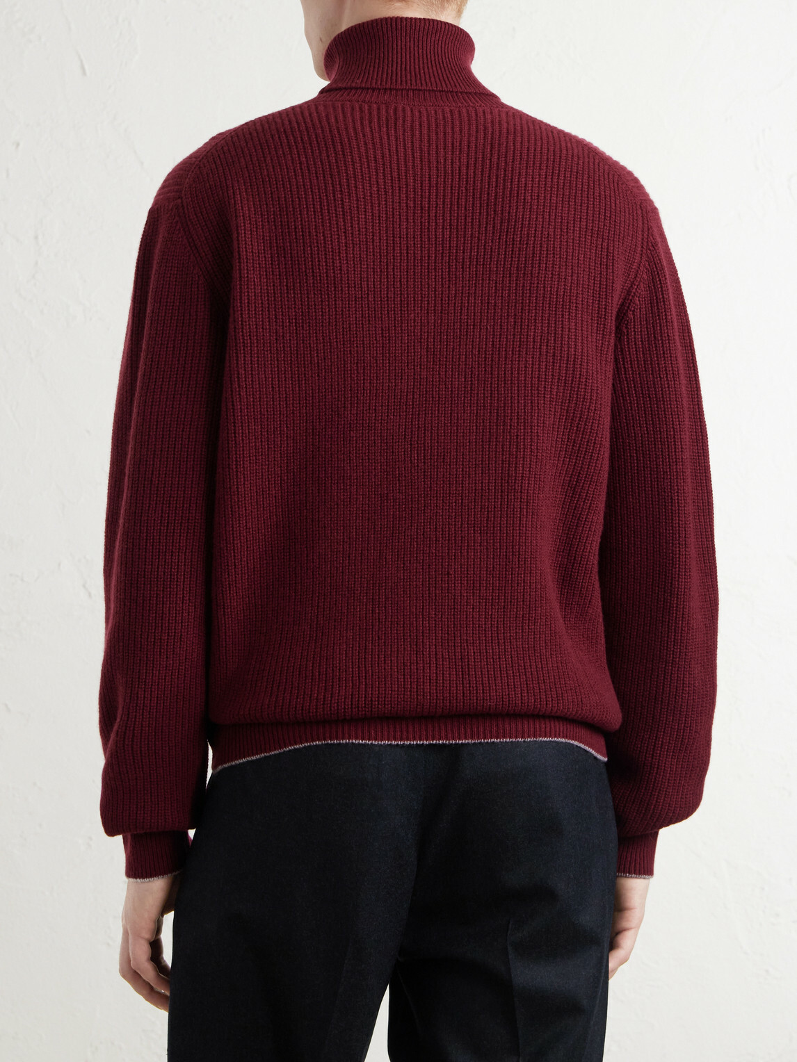 Canali - Wool and Cashmere-Blend Rollneck Sweater - Burgundy