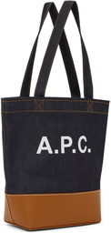 A.P.C. Indigo & Tan Small Axel Tote