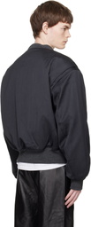 Entire Studios Gray Cropped Broad Suiting Bomber Jacket