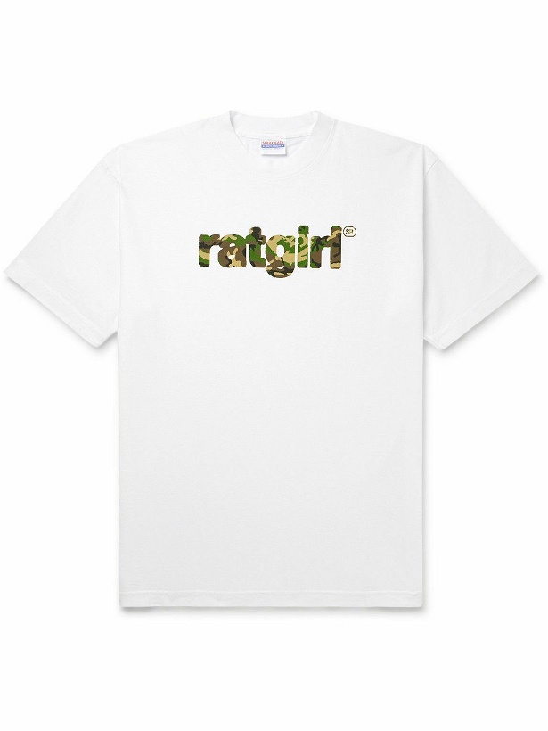 Photo: Stray Rats - Ratgirl Logo-Print Cotton-Jersey T-Shirt - White