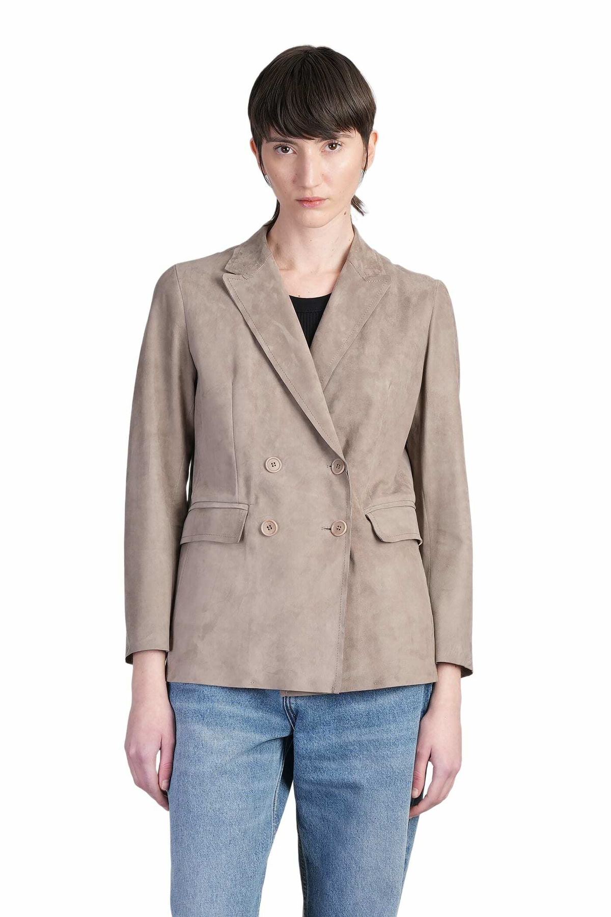 Salvatore Santoro Leather Jacket In Taupe Leather