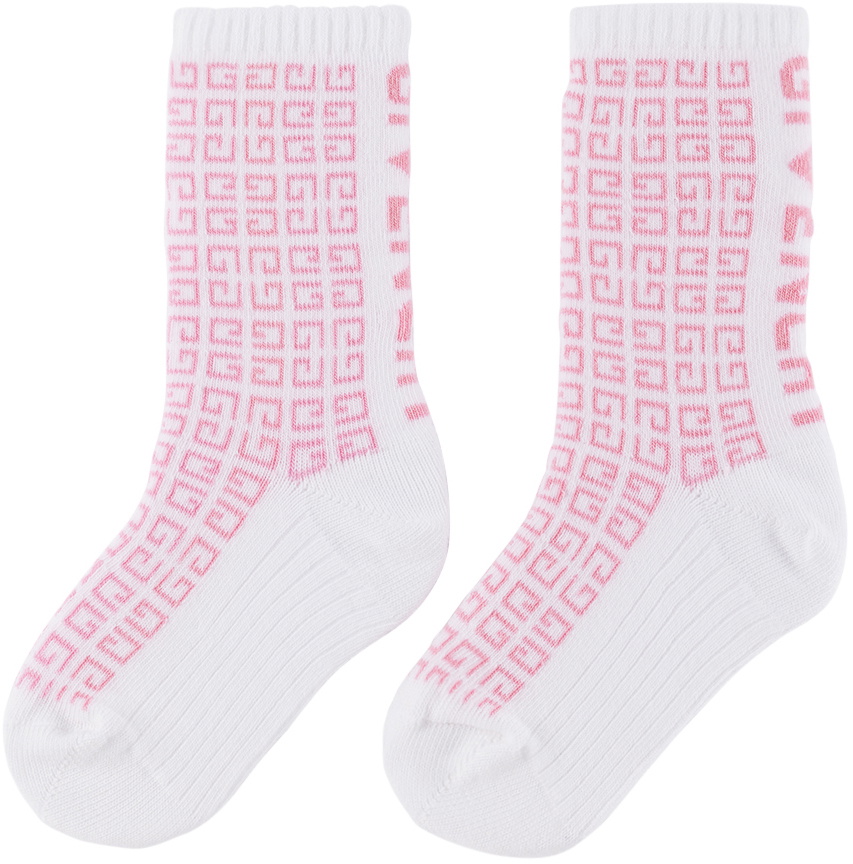 Givenchy Kids White & Pink 4G Socks Givenchy