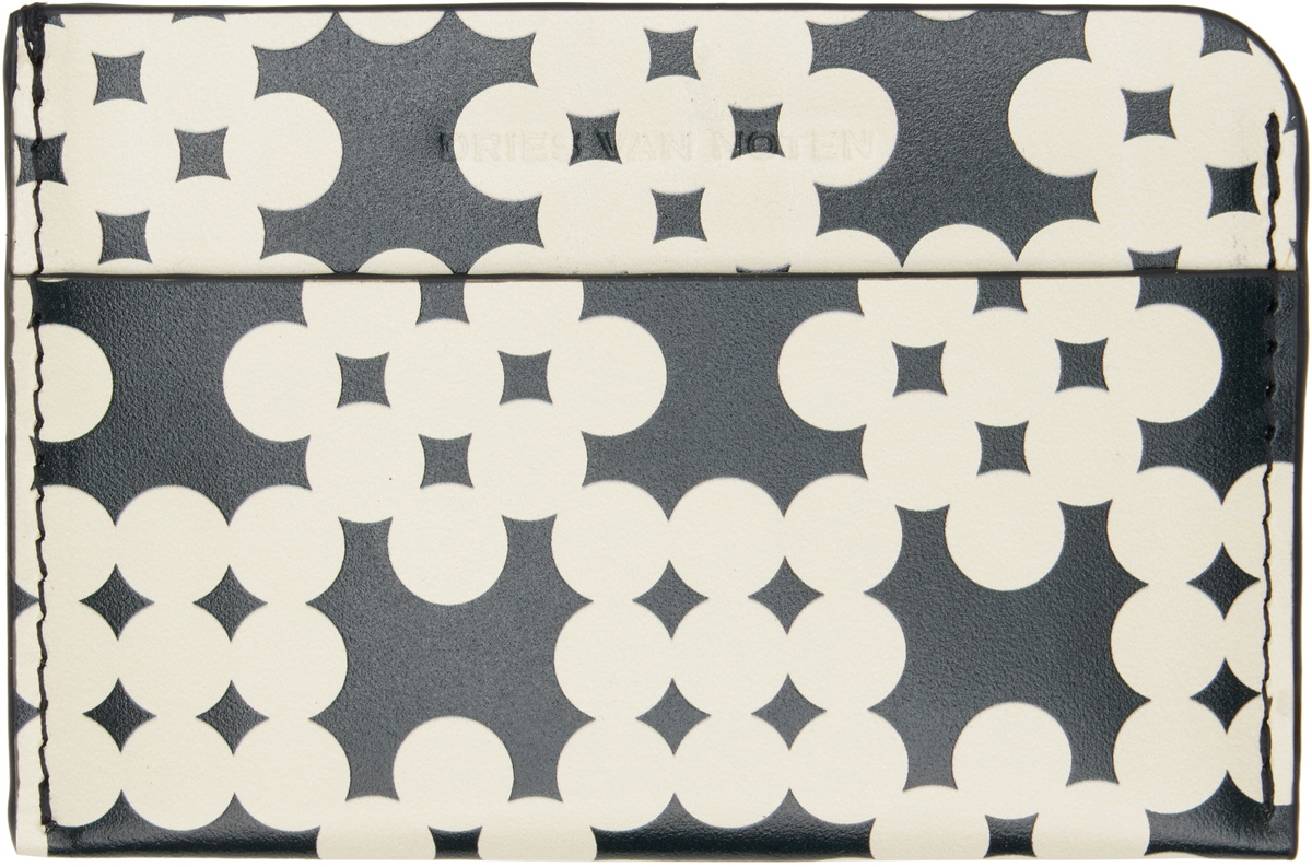 Dries Van Noten Black & Off-White Calfskin Card Holder