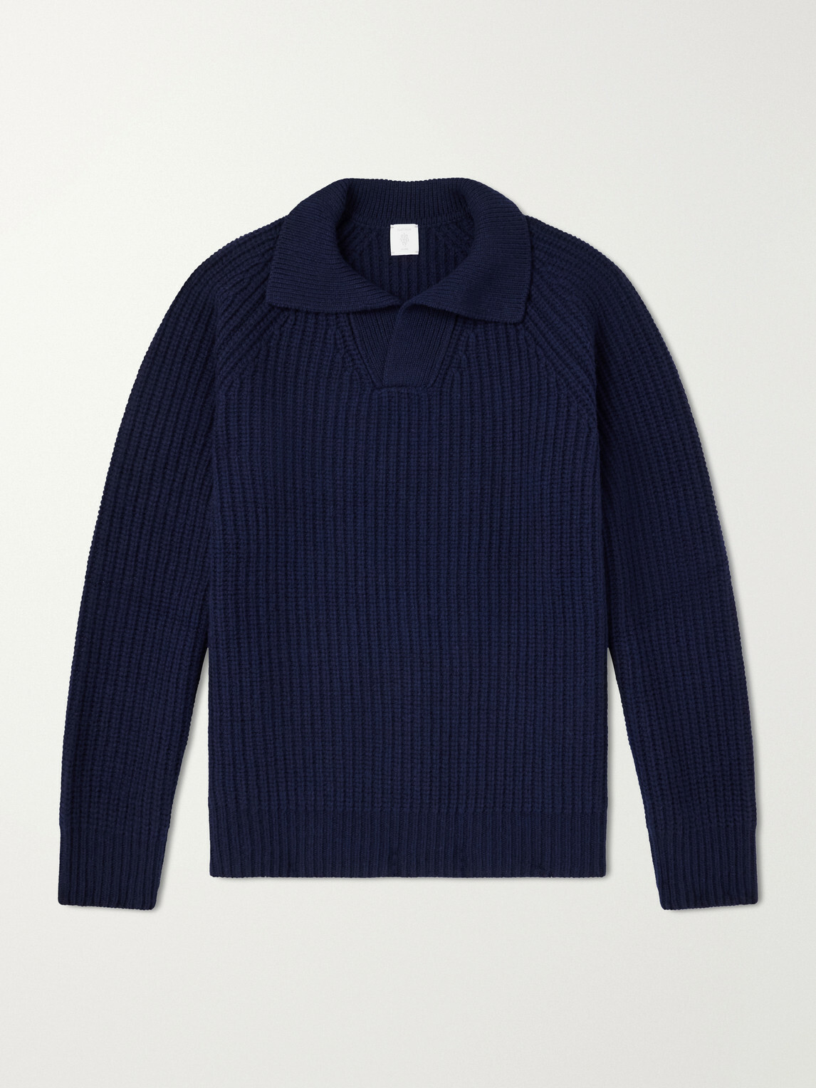 Eleventy - Ribbed-Knit Wool and Cashmere-Blend Polo Shirt - Blue