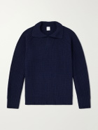Eleventy - Ribbed-Knit Wool and Cashmere-Blend Polo Shirt - Blue