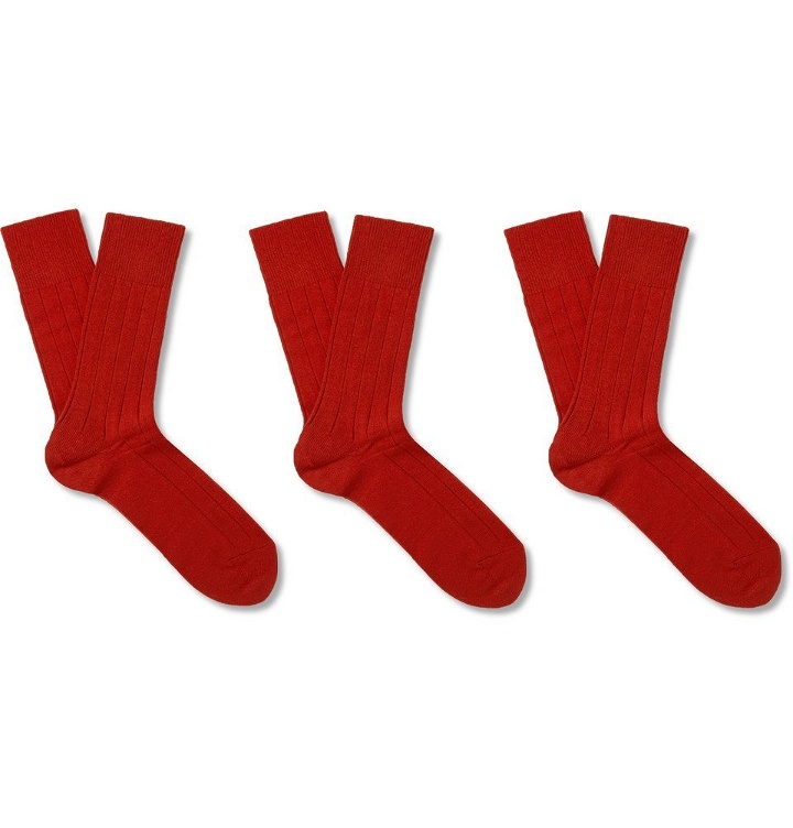 Photo: Falke - Lhasa Three-Pack Ribbed Knitted Socks - Red