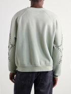 Satoshi Nakamoto - Distressed Studded Cotton-Jersey Sweatshirt - Green