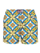 MC2 Saint Barth Man Light Fabric Swim Shorts With Maiolica Print