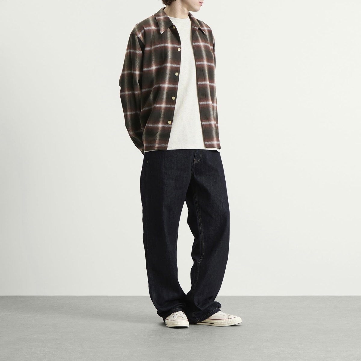 Second/Layer Men's Second Layer Logan Ombre Long Sleeve Check Shirt in Red Check