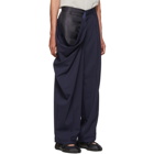 Hed Mayner Navy Wool Oversized Trousers