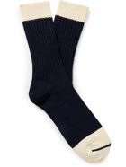 Mr P. - Two-Tone Recycled Cotton-Blend Socks