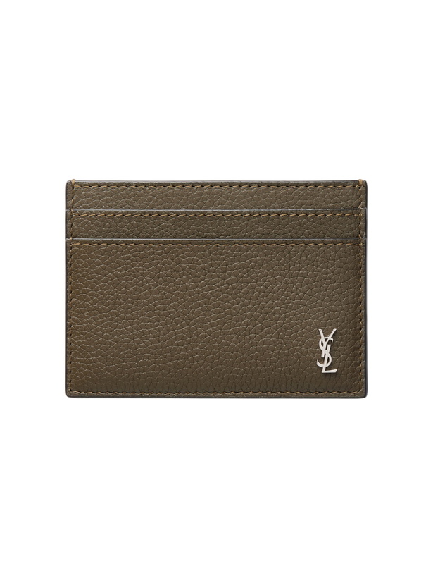 Photo: SAINT LAURENT - Tiny Cassandre Logo-Appliquéd Full-Grain Leather Cardholder