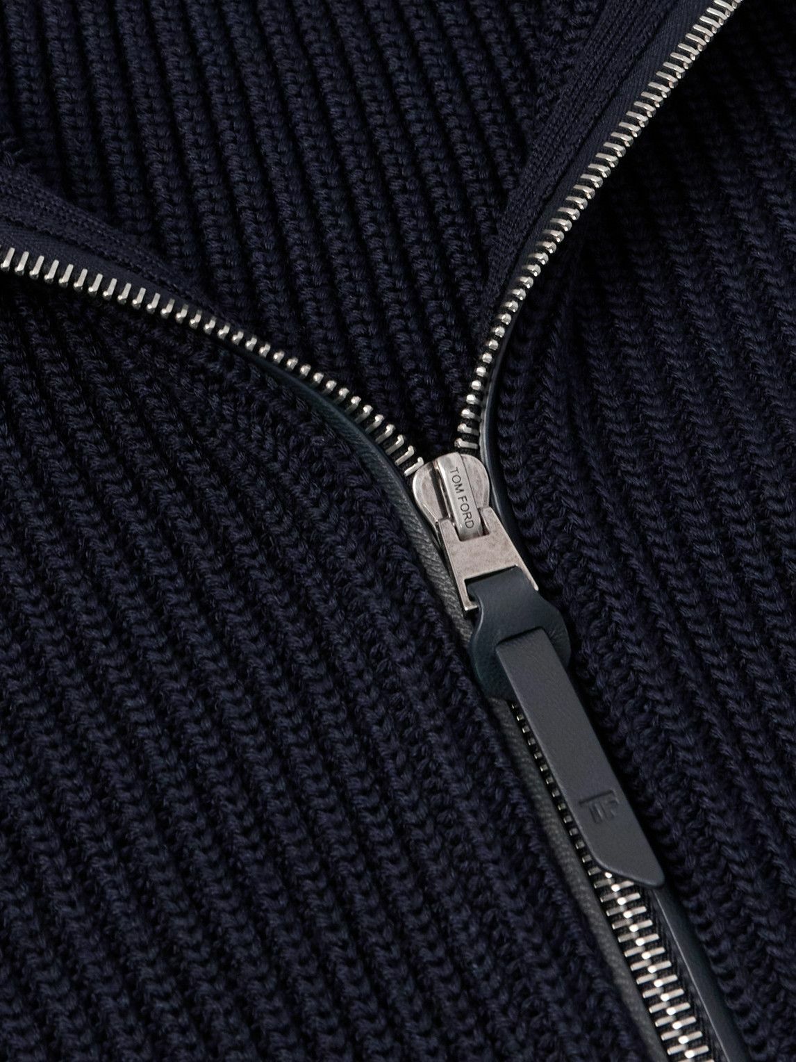 TOM FORD - Slim-Fit Ribbed Silk and Merino Wool-Blend