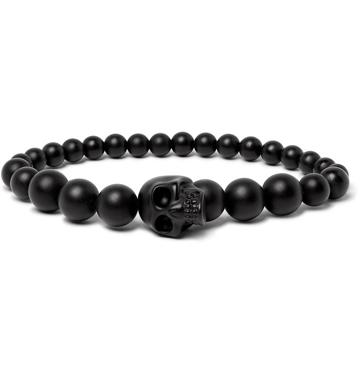 Photo: ALEXANDER MCQUEEN - Skull Resin Beaded Bracelet - Black