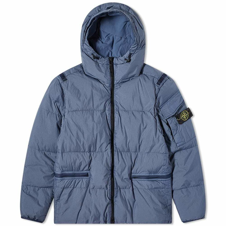 Photo: Stone Island Men's Crinkle Reps Down Jacket in Dark Blue