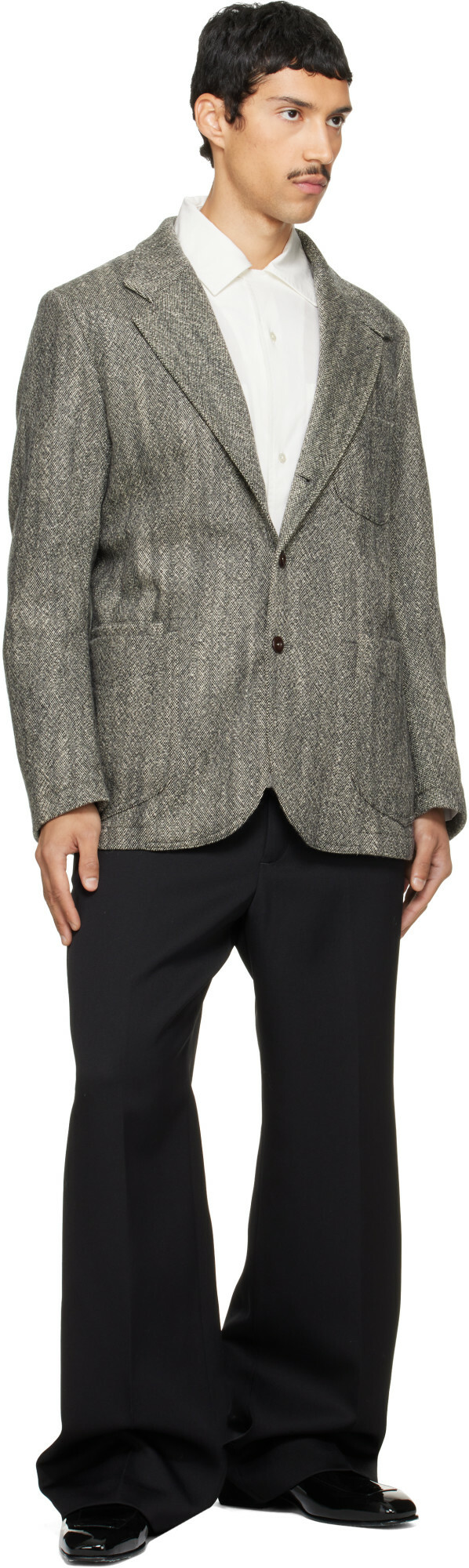 Drake's Gray Herringbone Tweed Mk. VII Games Blazer