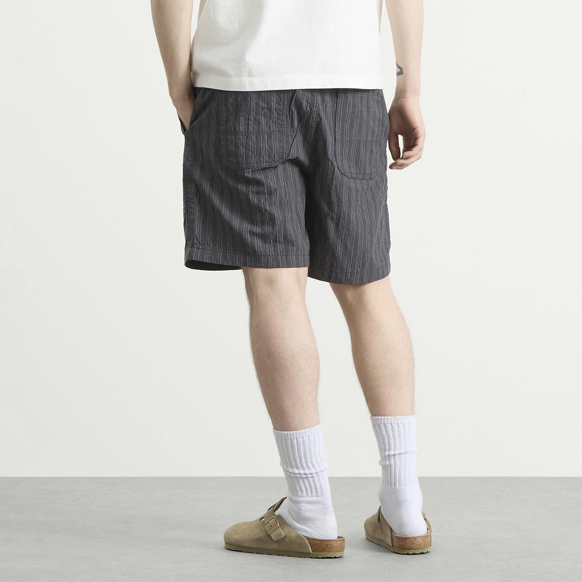 Foret Men's Shift Textured Shorts in Black Stripe