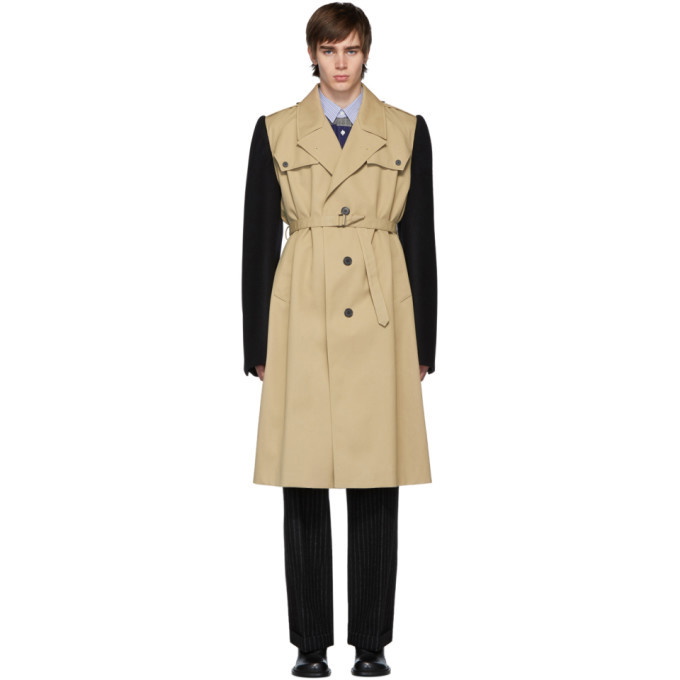 Photo: Maison Margiela Beige and Black Cotton Twill Trench Coat