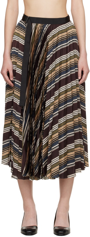 Photo: sacai Multicolor Horizontal Stripe Midi Skirt