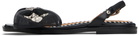 Toga Pulla Black Mesh Black Leather Bow Sandals