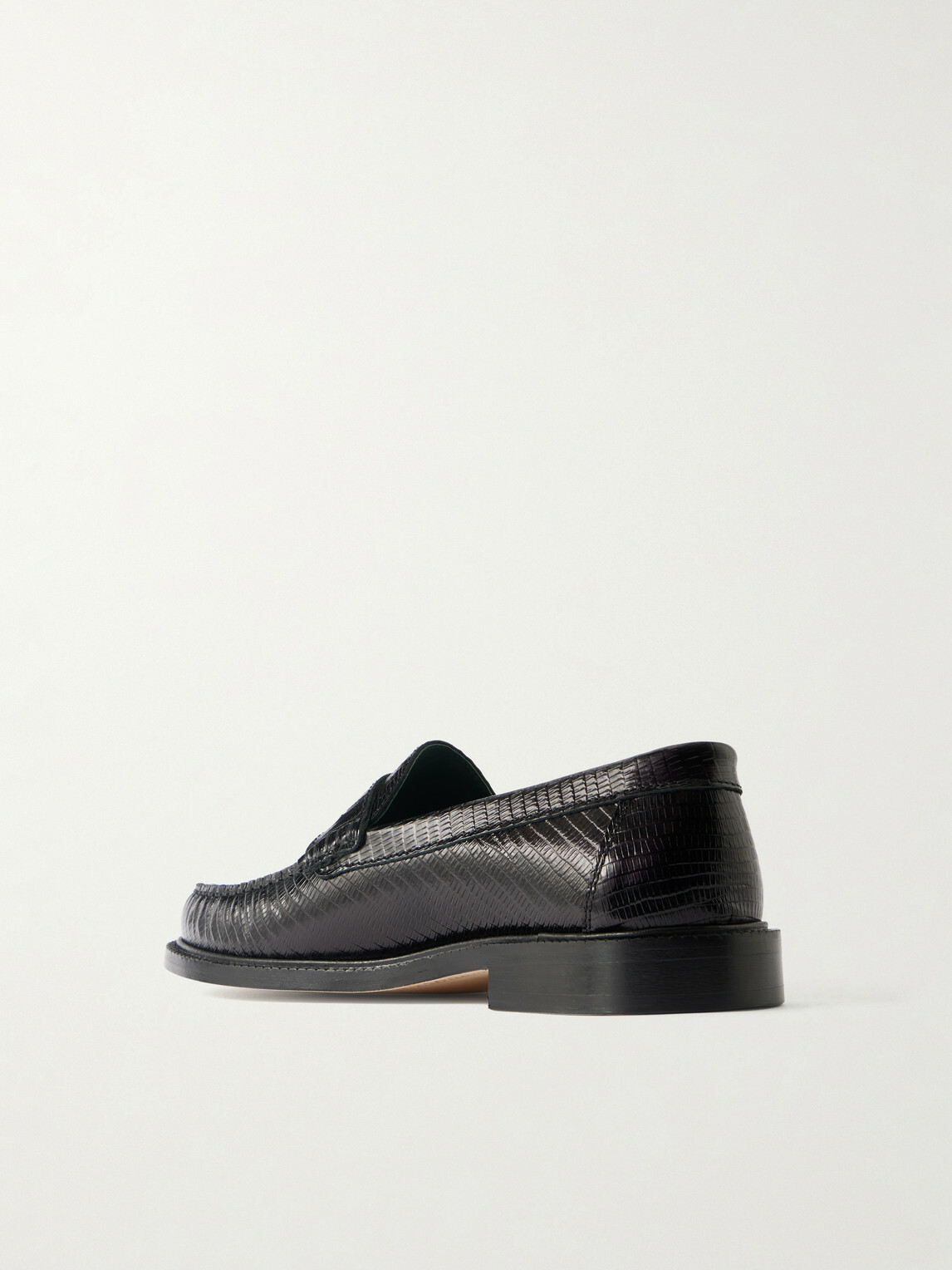 VINNY's - Yardee Lizard-Effect Leather Penny Loafers - Black