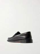 VINNY's - Yardee Lizard-Effect Leather Penny Loafers - Black