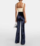 Galvan Sculpted high-rise velvet straight pants