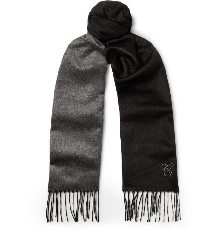 Photo: Canali - Two-Tone Silk and Cashmere-Blend Scarf - Men - Black